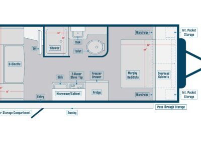 Floorplan rendering of the 21MB comfort camper